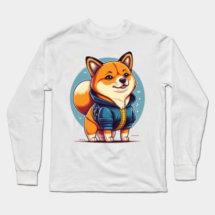 Shiba Inu cute retro design Long Sleeve T-Shirt